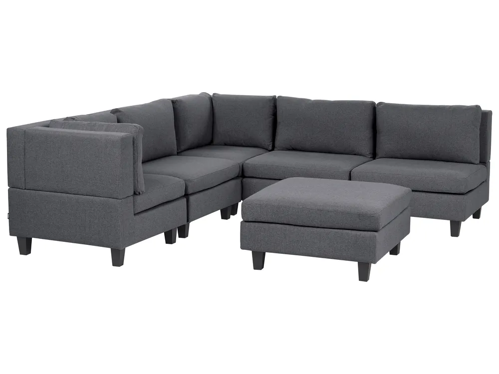 Modular Corner Sofa 5 Seater UNSTAD with Ottoman Fabric Dark Grey Right Hand