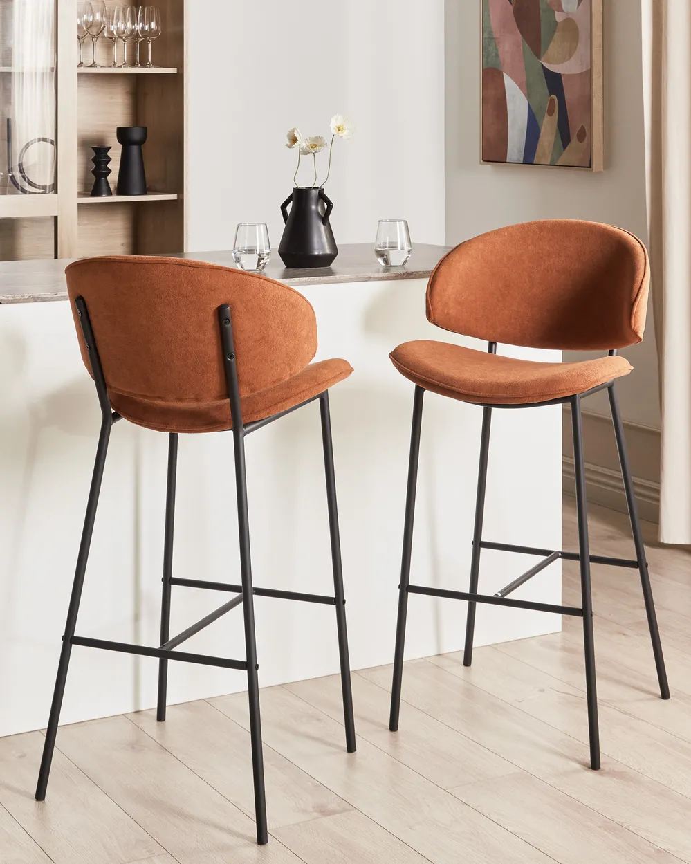 Set of 2 Bar Chairs KIANA Orange
