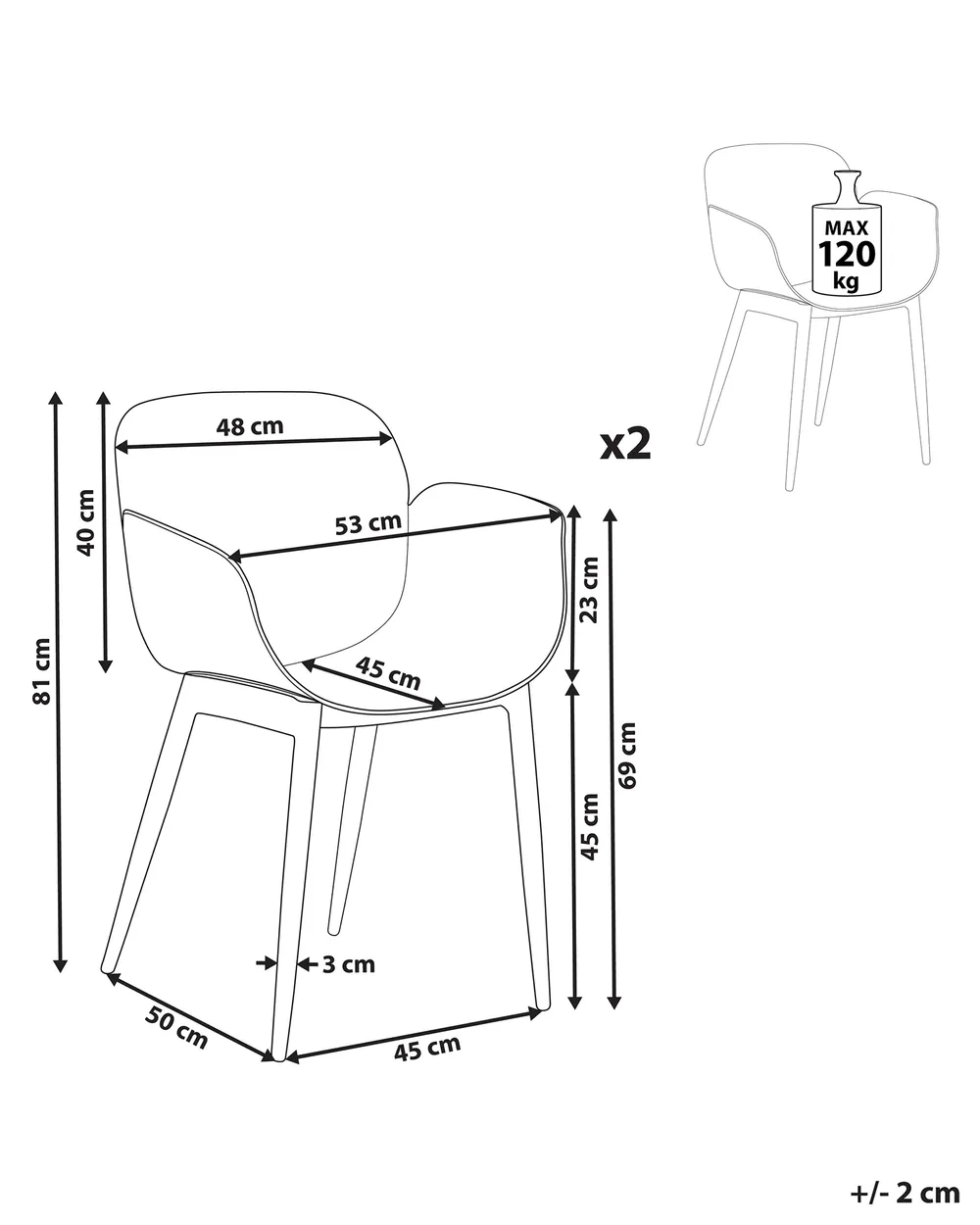 Set of 2 Dining Chairs ABILENE White_884595