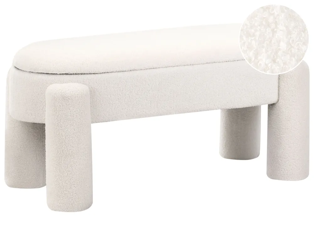 Upholstered Storage Bench OAKLEY Boucle Off-White