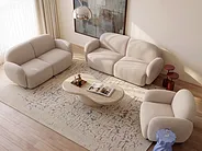 Living Room Set 6 Seater JULE Boucle Beige_1125987