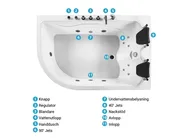 Hörnbubbelbadkar med LED CALAMA 1800 x 1200 mm Vit Vänstervänd_781606