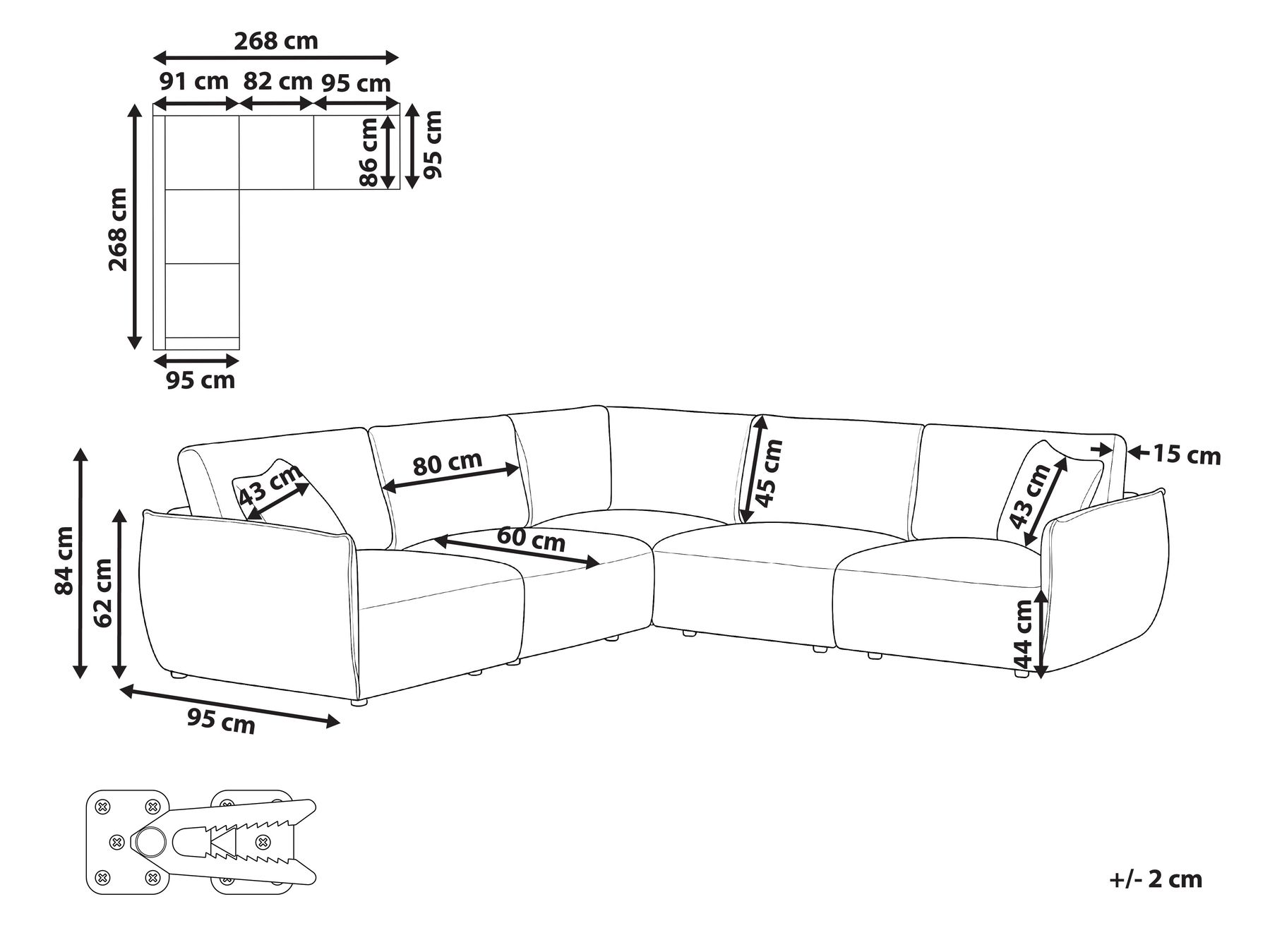 Modular Corner Sofa 5 Seater MESNALI Boucle Off-White Right Hand_1046605