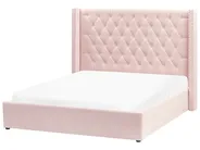 Ottoman Bed LUBBON Velvet Pastel Pink 160 x 200 cm (EU King Size)_833884