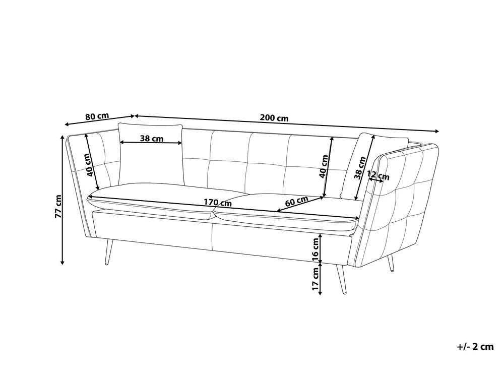 Soffa 3-sits FREDERICA Sammet Off-White_965568