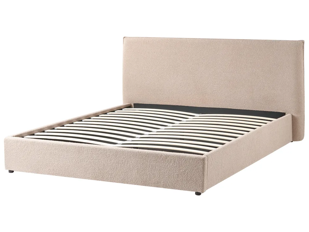 Säng med förvaring LAVAUR Bouclé Taupe 180 x 200 cm_989442