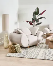 Armchair RINGEL with Cushions Fabric Light Beige_1025402