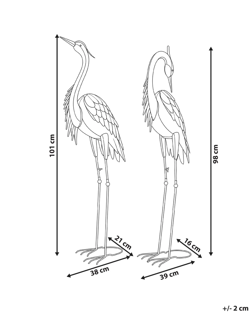 Set of 2 Garden Figurines MALOLOS Heron Blue_1083067