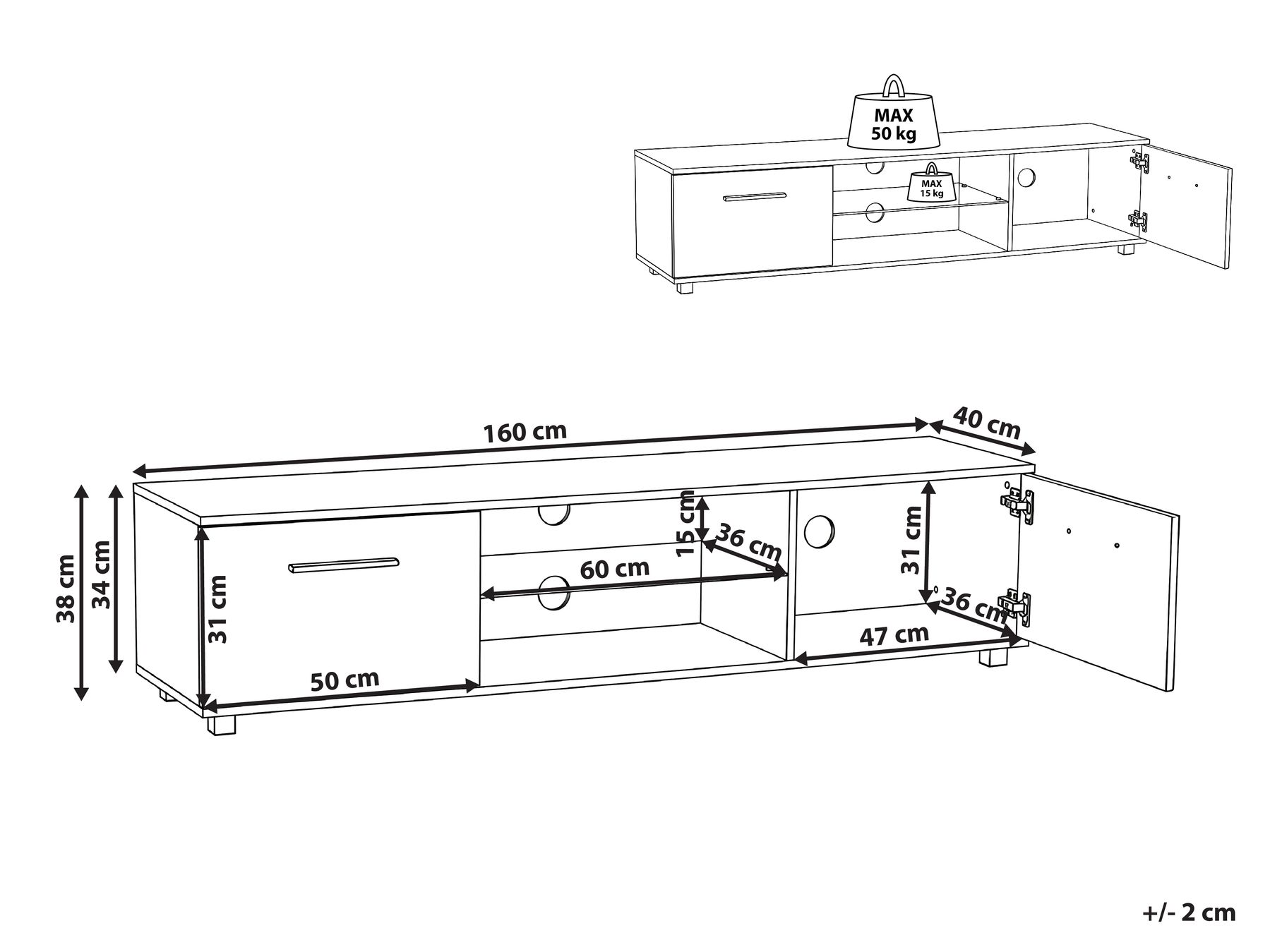 TV Stand with LED BANFF White_1030415