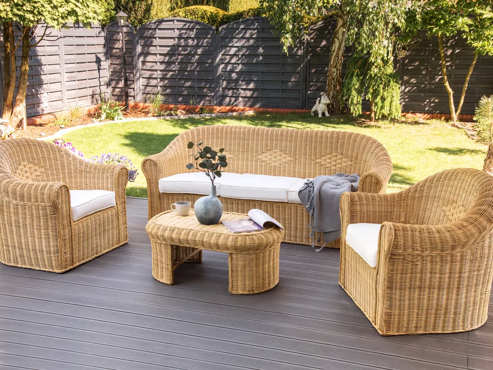 Garden Lounge Set with Table 5 Seater LIVADEIA Rattan Natural_920163