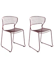Set of 2 Garden Chairs PISTOIA Metal Red_1049380