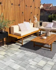Garden Lounge Set with Table 2 Seater GIAVENO Acacia Wood Off-White_994073