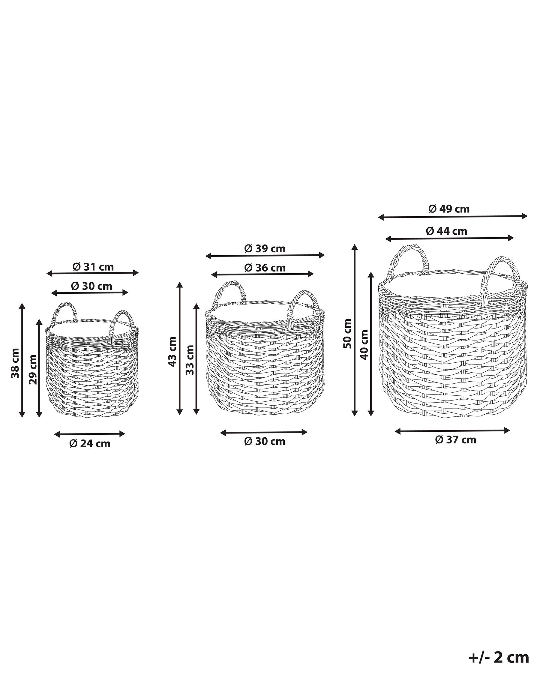 Set of 3 Wicker Planters GEFIRA 31/39/49 cm PE Rattan Grey_826529