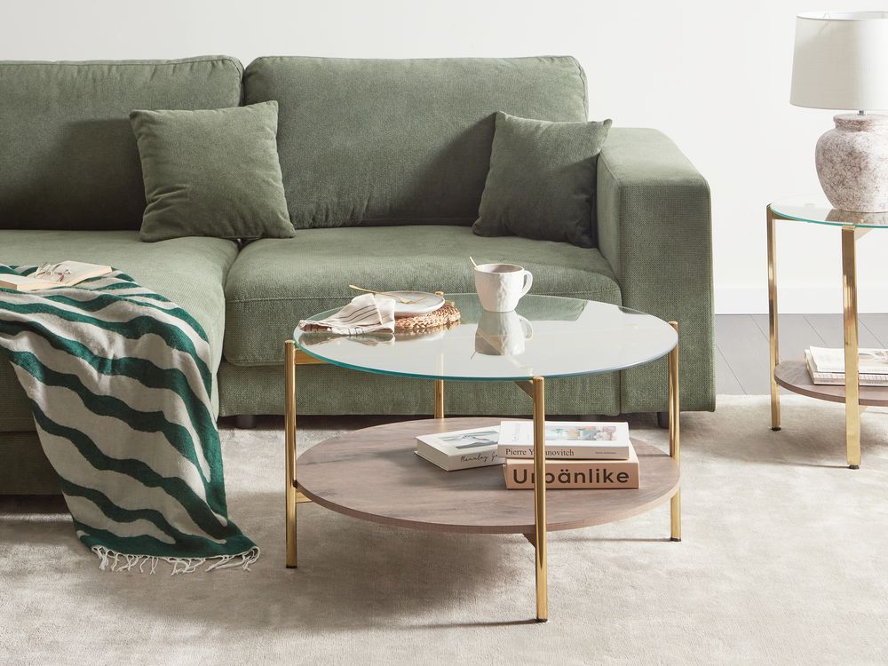 Sofabord LOVELL Herdet glass Gull
