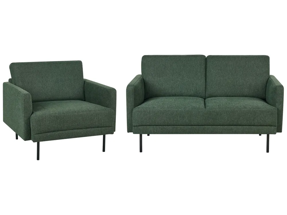 Living Room Set 3 Seater BREDA Fabric Green