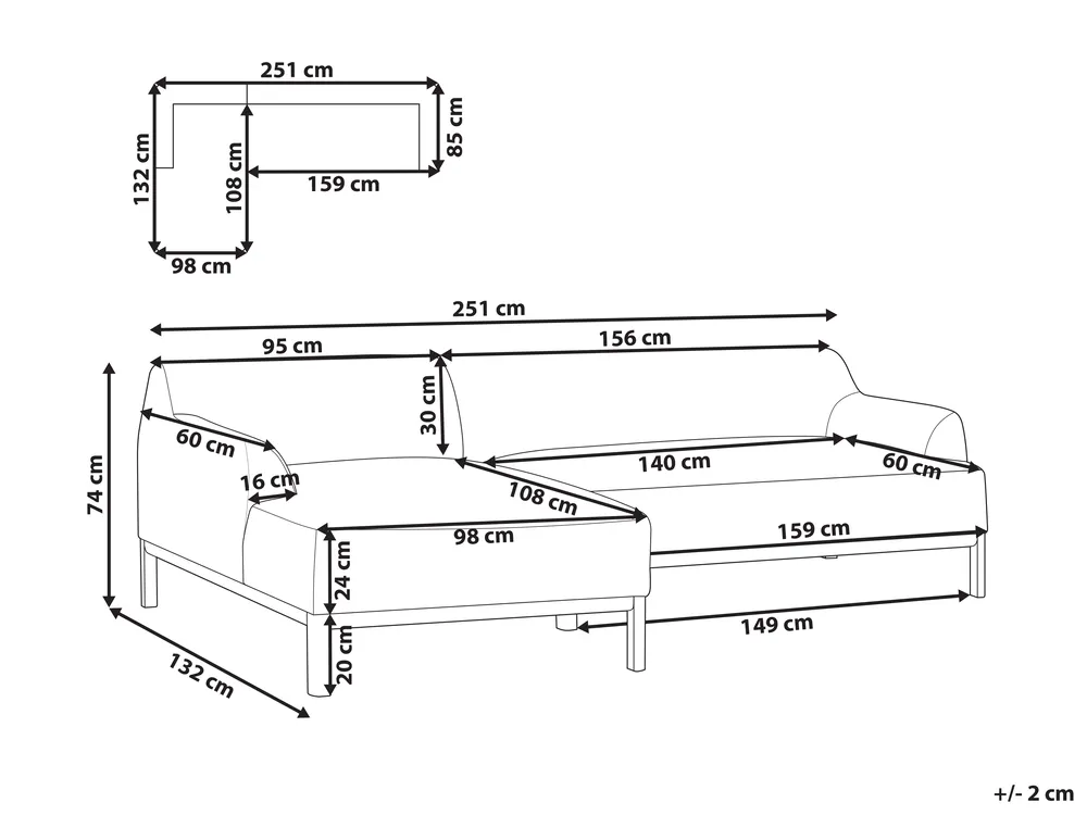 Kulmasohva 3-istuttava SOSJO Kangas Vaaleanruskea Oikea_941040