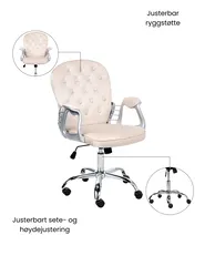 Kontorstol PRINCESS Fløyel Beige_1036993