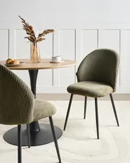 Set of 2 Dining Chairs ELOY Corduroy Dark Green_1006527