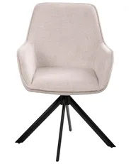 Dining Chair Swivel MORNAS Faux Linen Light Beige_1037105
