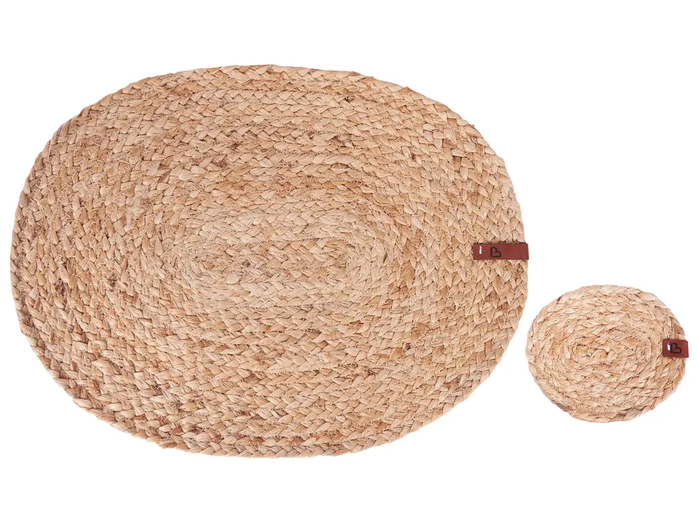 12 Piece Placemats and Coasters Set BUSHYLARK Jute Natural