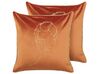 Set of 2 Decorative Cushions CROCUS 45 x 45 cm Velvet Orange Abstract Pattern