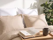 Duvet Cover Set PARKROSE 150 x 200 cm Sateen Cotton Beige_1071687