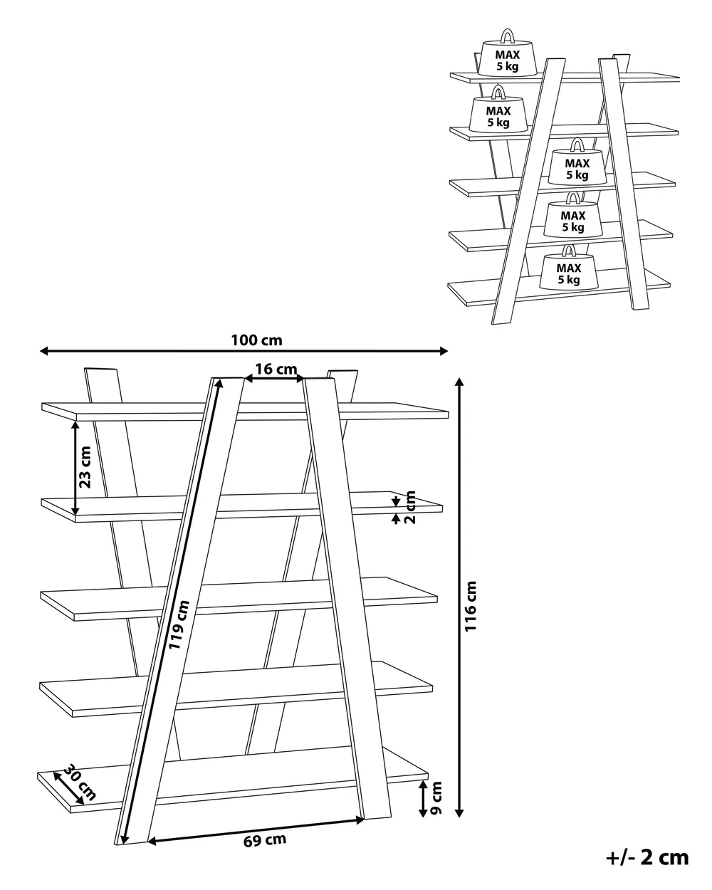Öppen garderob med 5 hyllor ESCALANTE 116 cm Mörkbrun_772052