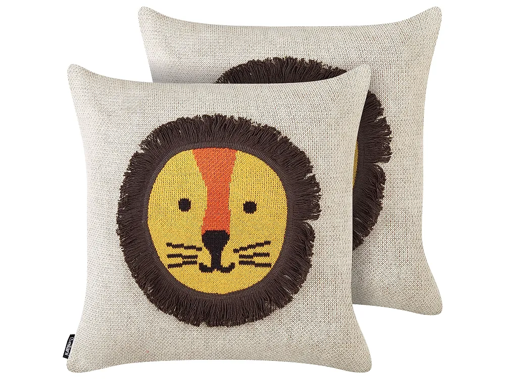 Set of 2 Decorative Cushions SARANGAR 45 x 45 cm Cotton Beige_1183184