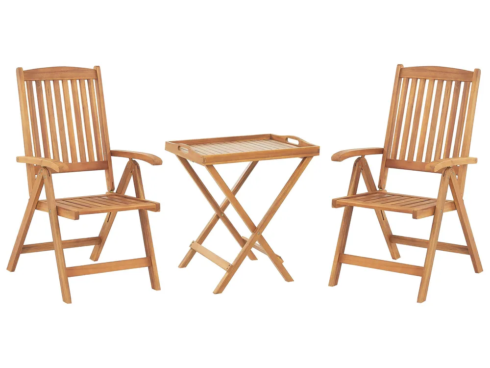 Bistro Set Folding JAVA Acacia Wood Light Brown_785492