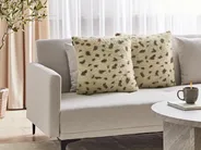 Set of 2 Decorative Cushions KASRA 45 x 45 cm Faux Fur Beige Abstract Pattern_917436