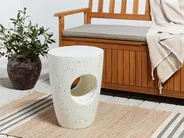 Sidobord EDOLO 37 cm 37 cm Terrazzoeffekt Off-White_873819
