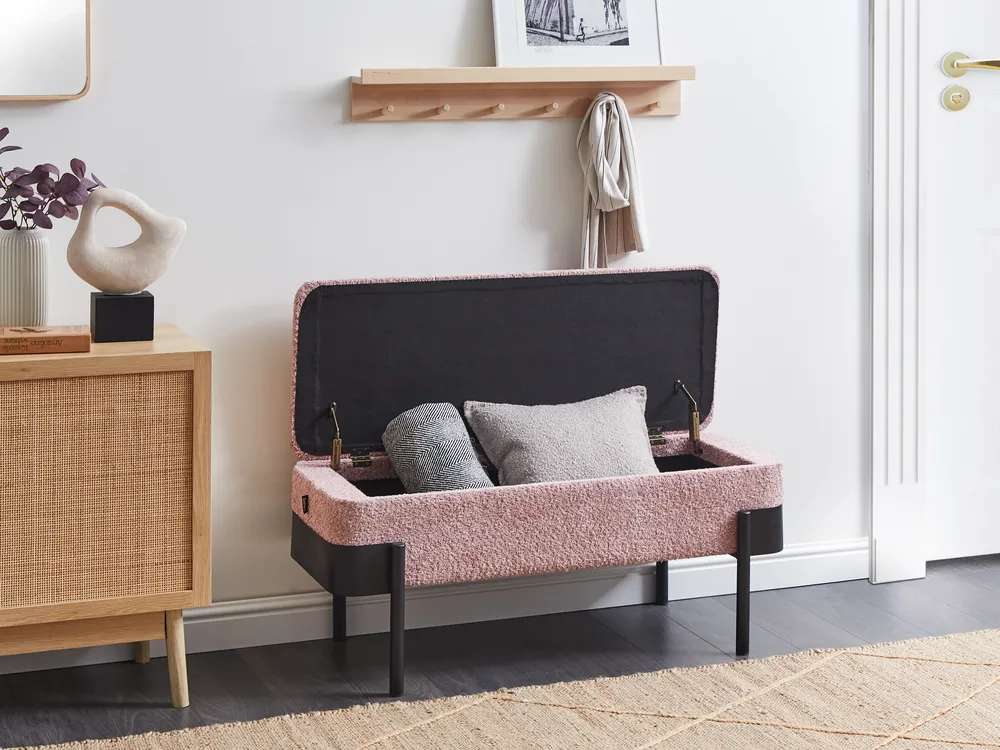 Upholstered Storage Bench WARREN Chenille Pink_962133