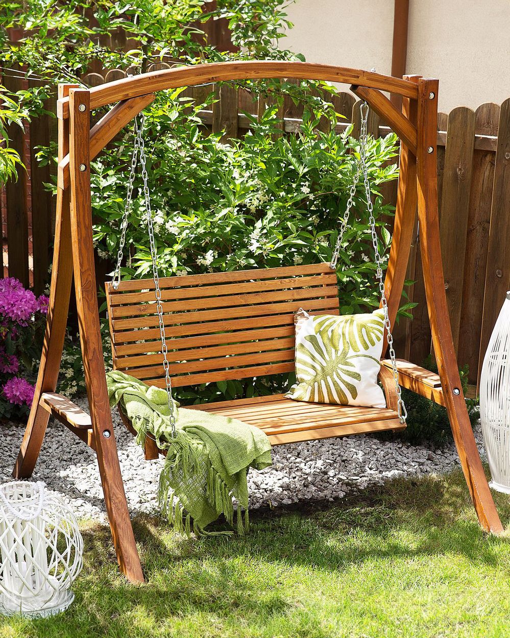 Patio Swing NOVARA Larch Wood Brown