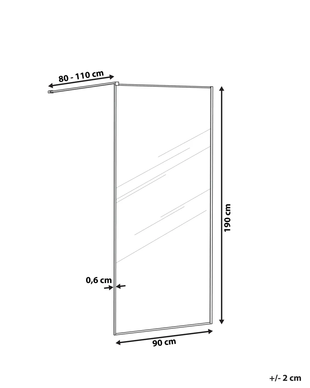Shower Screen WASPAM 900 x 1900 mm Black_944007