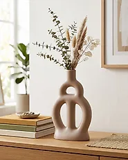 Kukkamaljakko KOZANI 28 cm Keramiikka Beige_1178607