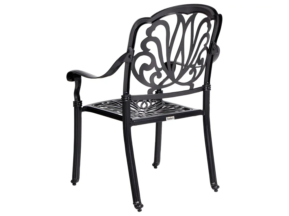 Garden Dining Set 4 Seater ANCONA with Cushions Metal Black_806891
