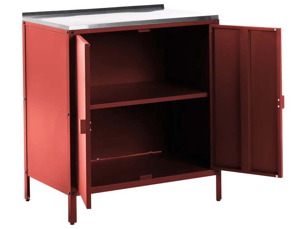 3 Piece Outdoor Kitchen Set with Sink VILAMA Red Metal_1052357