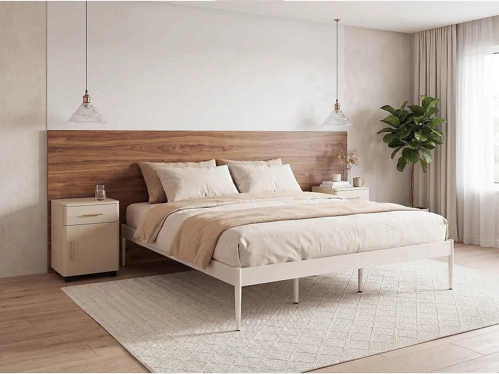 Sänky Metalli VAURS 180 x 200 cm Vaaleanbeige