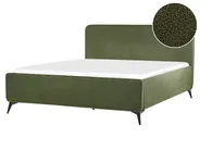 Säng med lamellram Bouclé VALOGNES 160 x 200 cm Mörkgrön_930547