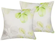 Set of 2 Decorative Cushions PEPEROMIA 45 x 45 cm Cotton White Plant Pattern_799560