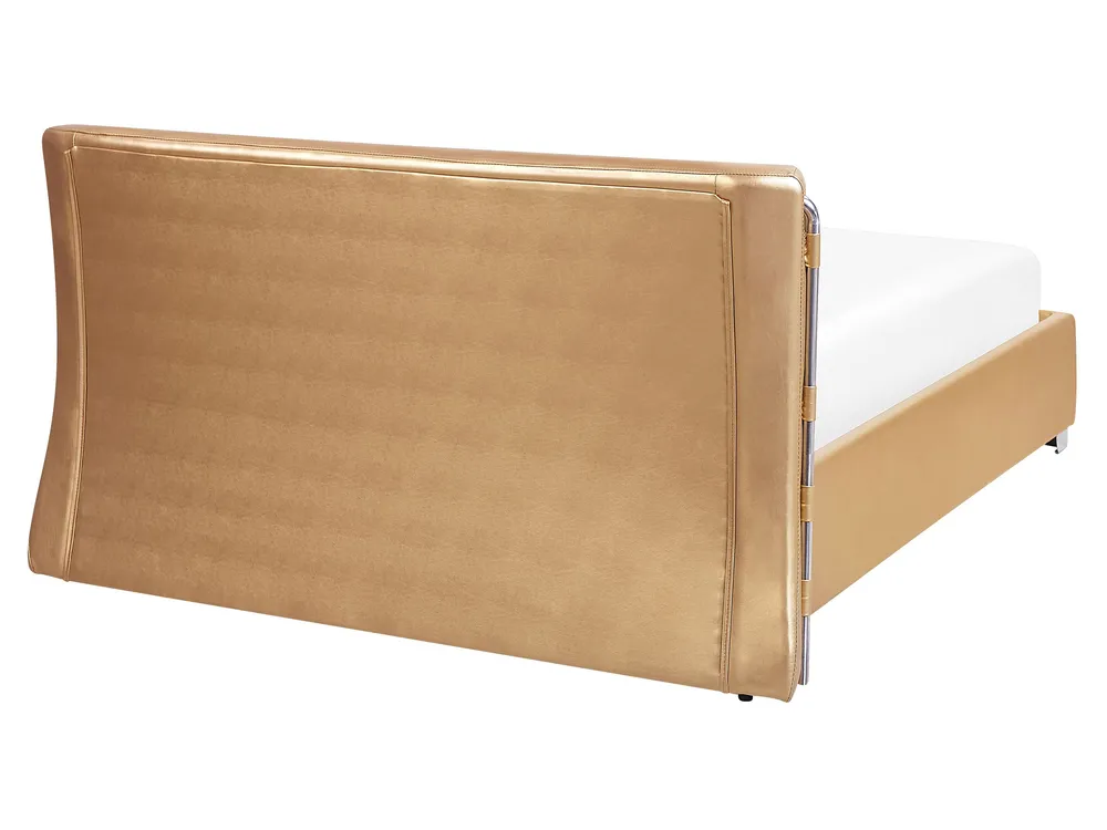 Bed with LED Leather PARIS 160 x 200 cm (EU King Size) LED Gold_749004