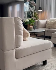 Modular U-Shape Sofa 5 Seater UNSTAD with Ottoman Fabric Light Beige_1173767