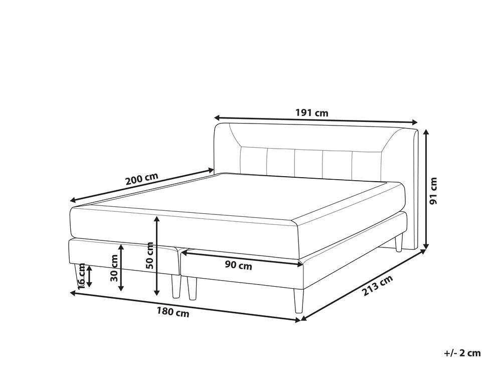 Divan Bed Velvet MARQUISE 180 x 200 cm (EU Super King) Grey_798434