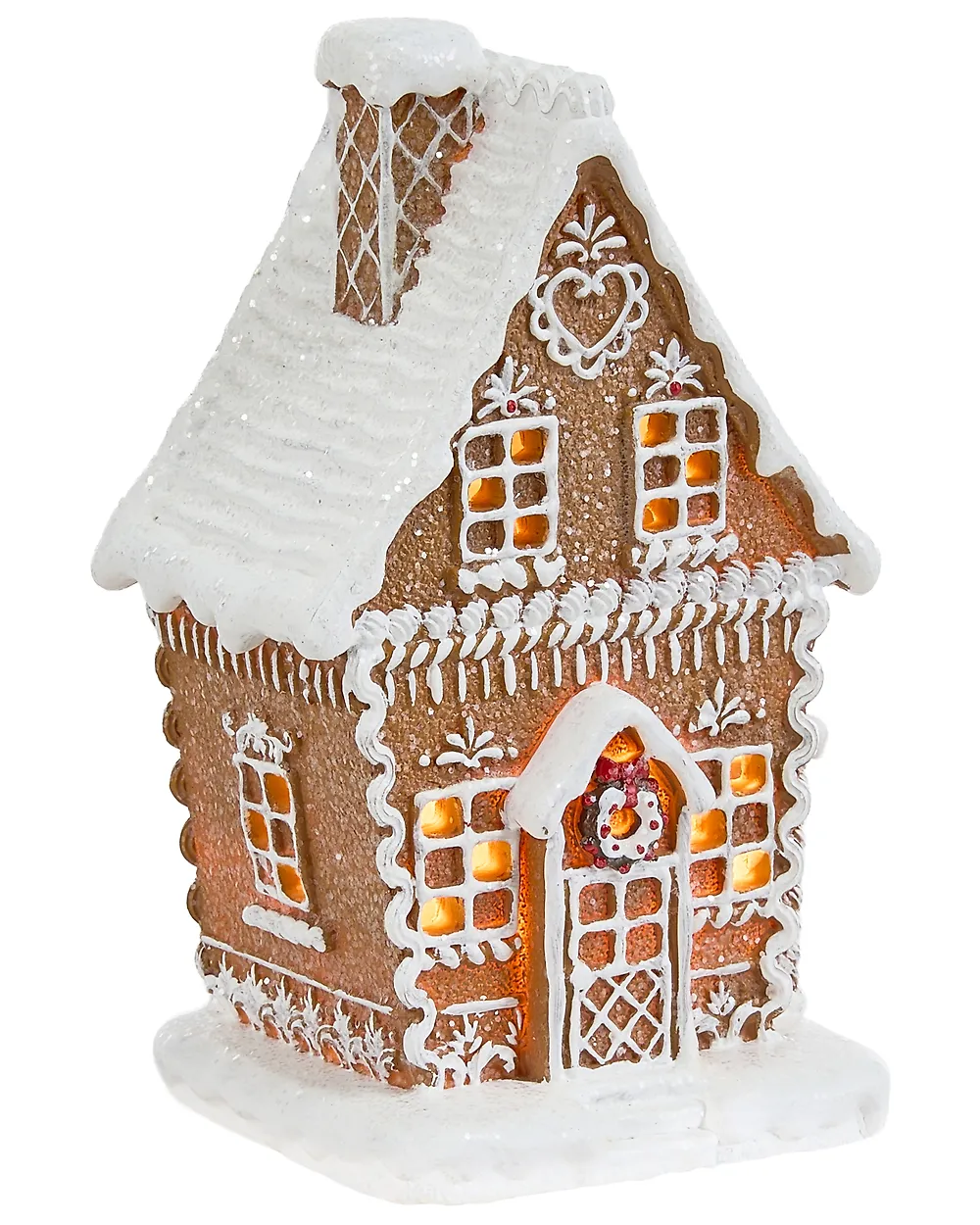 Set med 3 juldekorationer LED RIMPI 21/25/26 cm Hus Brun_1175145