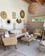 Garden Lounge Set with Table 5 Seater VITTORIA XL PE Rattan Off-White_1012334