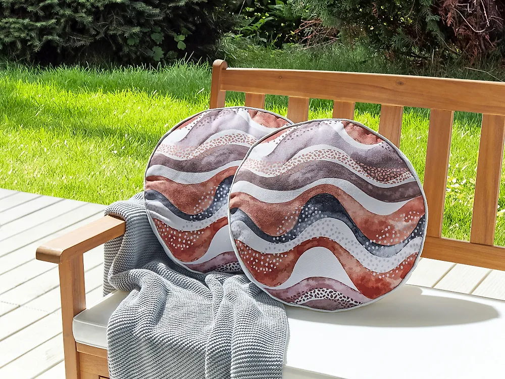 Set med 2 utomhusdynor SEBORGA Abstrakt tryck 40 x 40 cm Brun_1182679