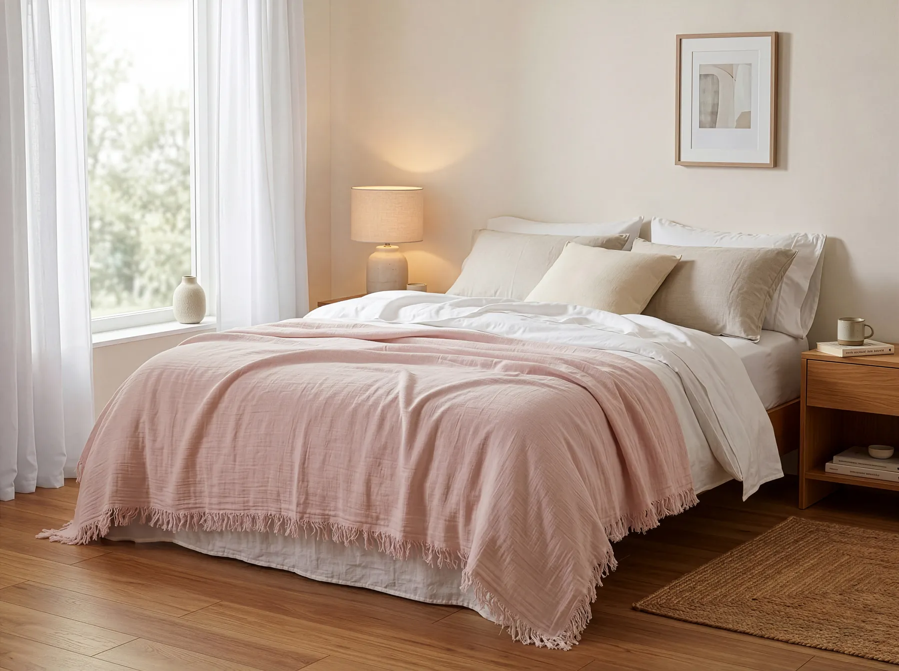 Bedspread HALPOLA Cotton 200 x 220 cm Pink_914579