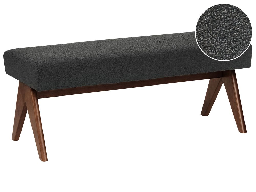 Klädd bänk TAMRE Bouclé Svart/ Mörkbrun