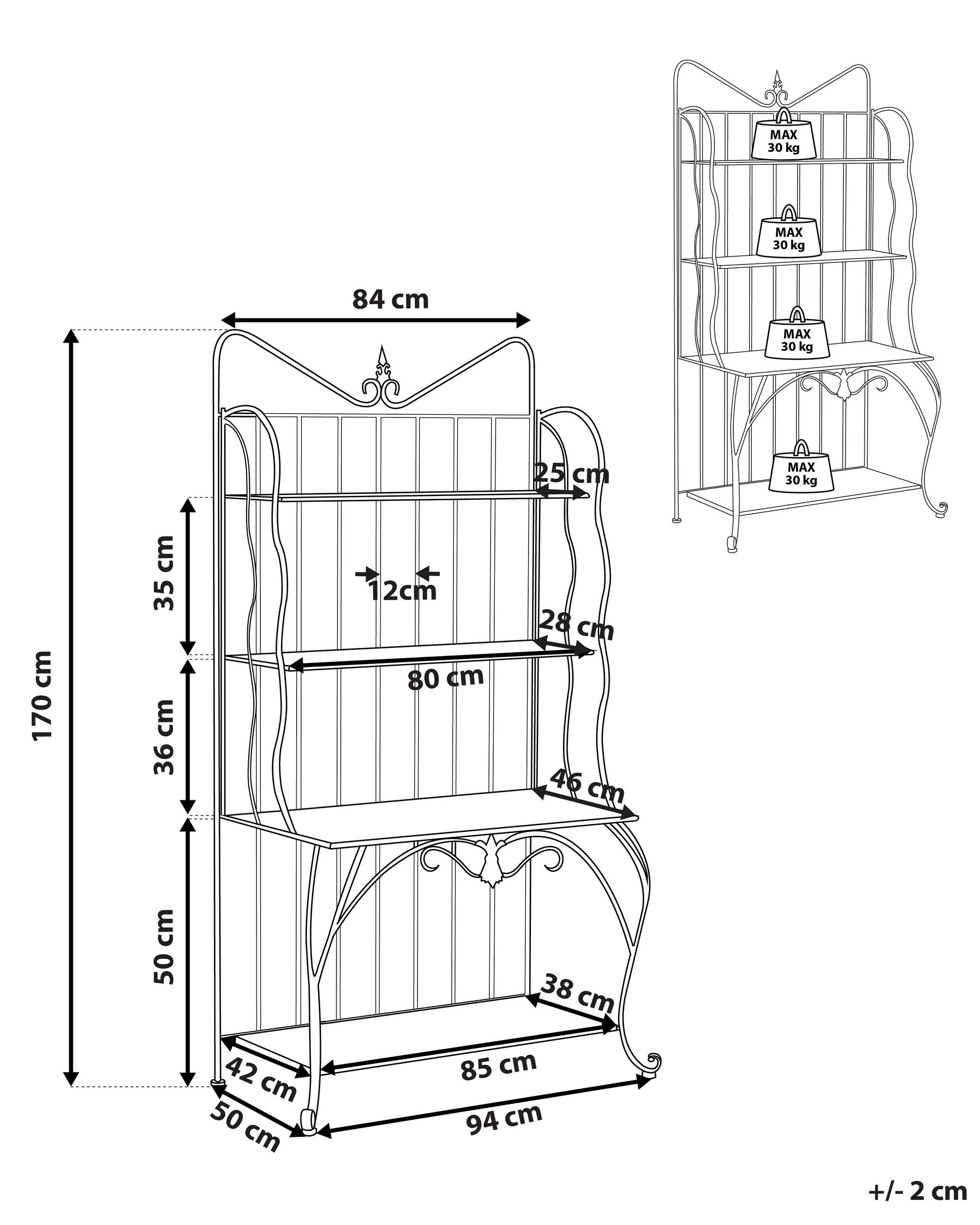 Shelving Unit PAVONA 94 cm 170 cm Metal Black_802324
