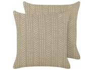Set of 2 Decorative Cushions SENECIO 45 x 45 cm Cotton Beige Geometric Pattern_838860